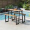 Costway Patio Picnic Table Bench Set with Acacia Wood Tabletop Benchtop Built-in Footrests